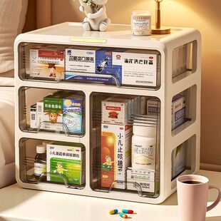 药箱家庭装抽屉式药品收纳盒家用大容量药盒常用药多层收纳柜神器