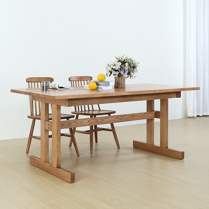 璃册长方形北欧简约全实木餐桌