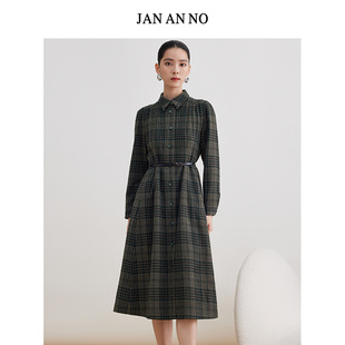 简爱诺优雅气质复古绵羊毛 JAN 连衣裙秋冬JA026624LQ 长袖