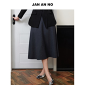 半身裙春季 JAN J2610144DQ 简爱诺法式 气质百搭深灰色中长款