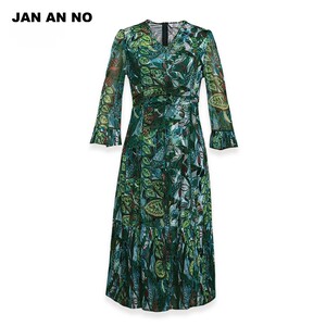 简爱诺专柜春夏新款进口网布印花修身显瘦花色连衣裙J2010003LQ