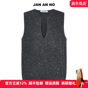 慵懒风套头衫 NO简爱诺灰色毛针织背心秋冬新款 J2570011BX JAN
