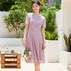 JAN AN NO 简爱诺典雅气质钉珠蕾丝连衣裙礼服裙夏新款JA196123LQ