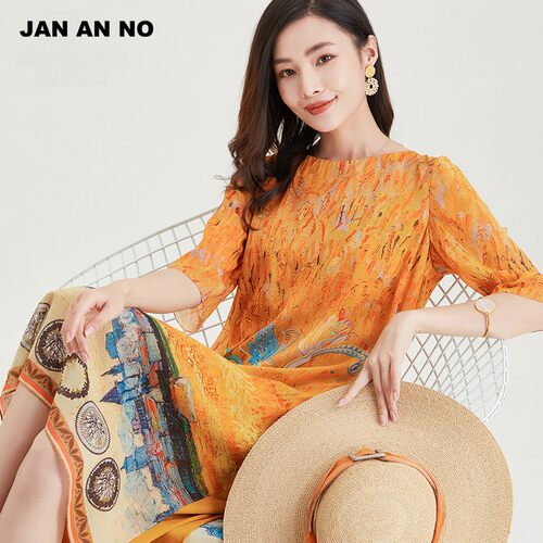 桑蚕丝宽松气质连衣裙简爱诺