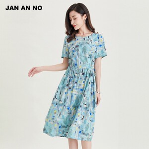 简爱诺专柜新品真丝弹力双绉裙桑蚕丝气质宽松连衣裙夏J2110148LQ