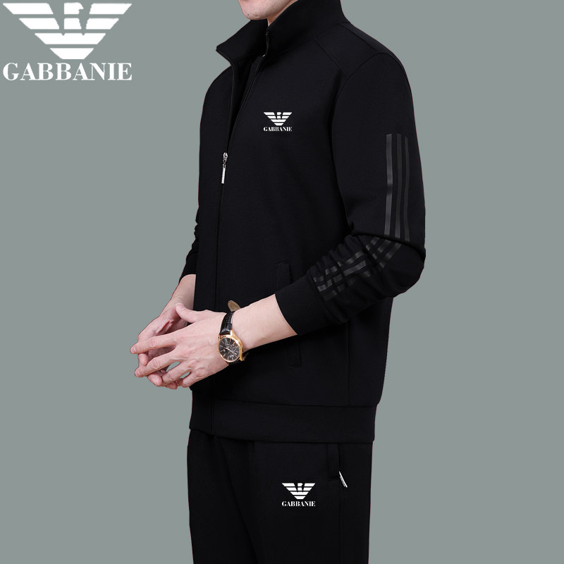 正品奇阿玛尼亚运动套装男秋冬加绒加厚爸爸装中年运动服三件套棉