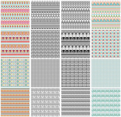 A0960矢量AI设计素材 几何阿兹特克花纹四方连续AI色板填充插件