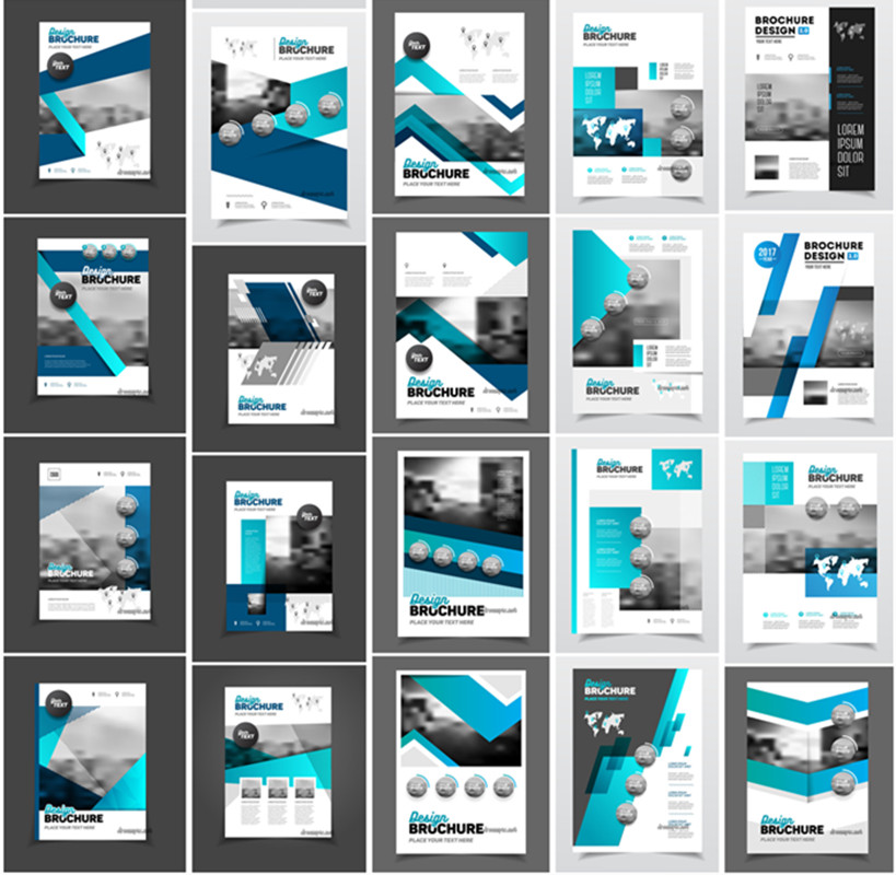 [656]AI矢量设计素材 25张商务风格宣传册封面排版展示模板EPS