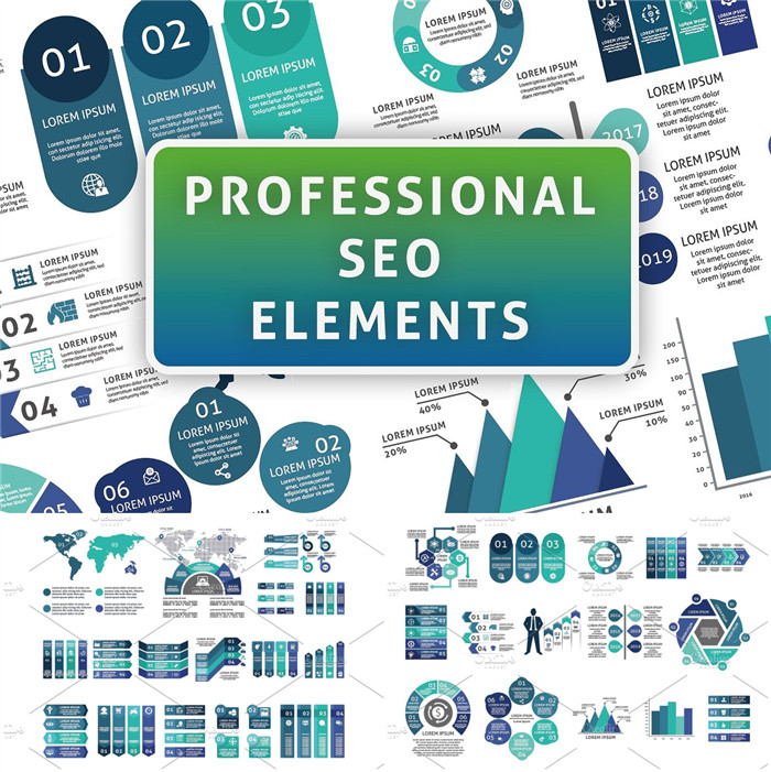 A0823矢量AI设计素材 120个商务图表步骤时间线分类标签信息图标