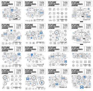 [769]AI矢量设计素材扁平化人工智能大脑机器人信息图标线条icons