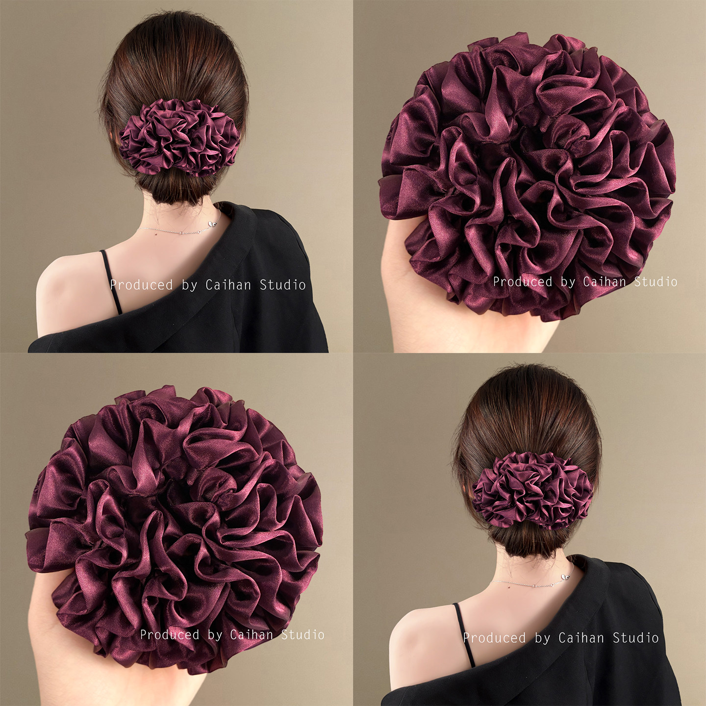 暮色微风~法式绣球花苞发圈