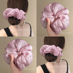 雨雾紫藤~超仙云朵网纱大肠发圈梦幻紫马尾头绳发绳头花旅行发卡