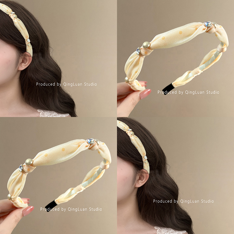 黄花风铃雨~淡黄波点发箍