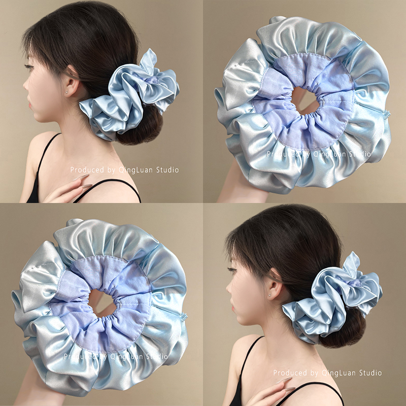 盐系baby蓝~芭蕾风褶皱大肠发圈
