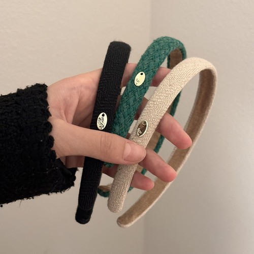 法式格纹金属压发发箍女