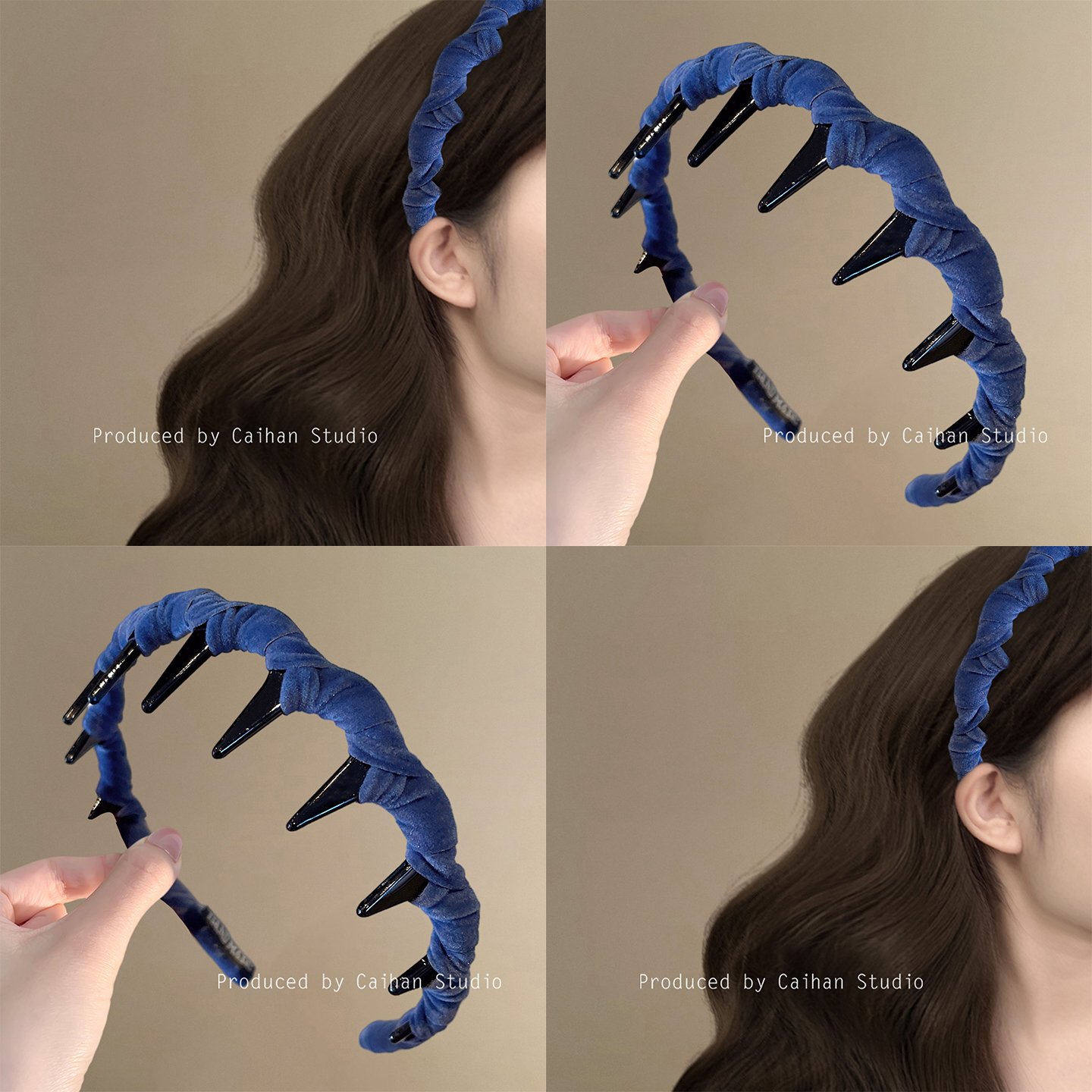 雾蓝岛屿~气质丝绒缠绕波浪发箍