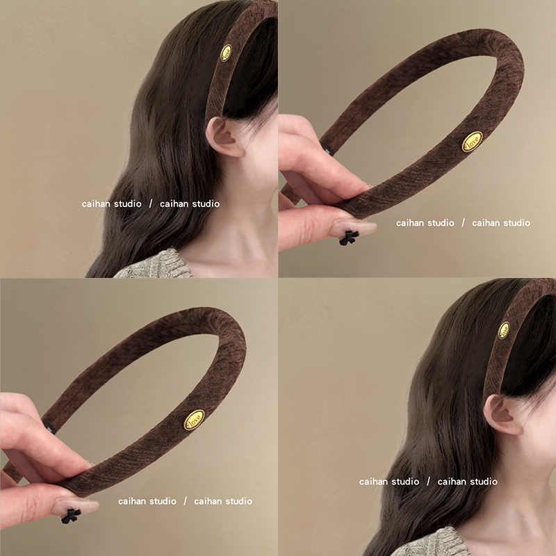 松弛茶褐色~复古丝绒发箍