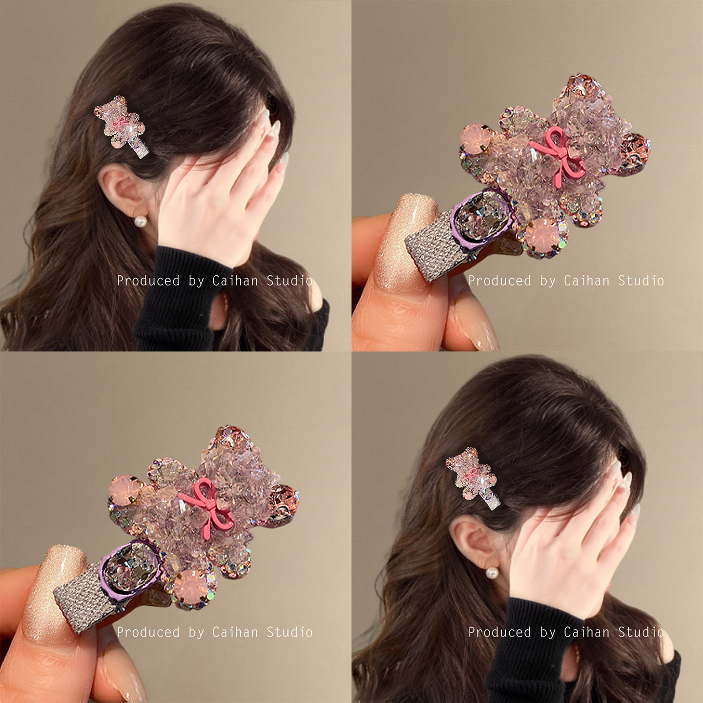 甜桃粉熊~韩国甜美小熊发夹女轻奢时尚刘海夹侧边夹高级感盘发器,家庭/个人清洁工具,盘发器,淘宝优惠券,粉丝福利购,淘宝优惠卷