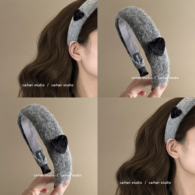 银鼠灰~爱心毛线发箍洋气