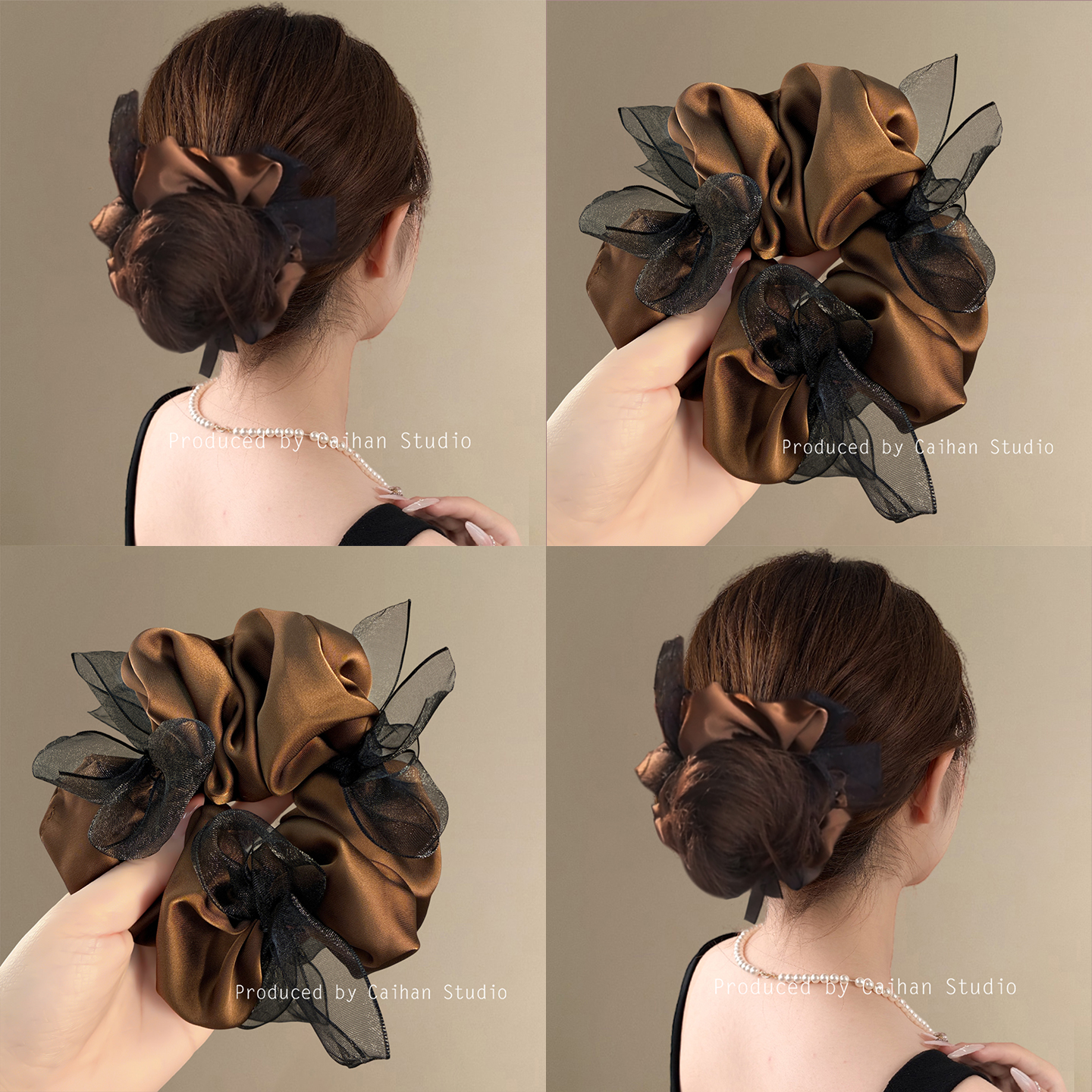 洛丽绮梦~韩系缎面蝴蝶结发圈