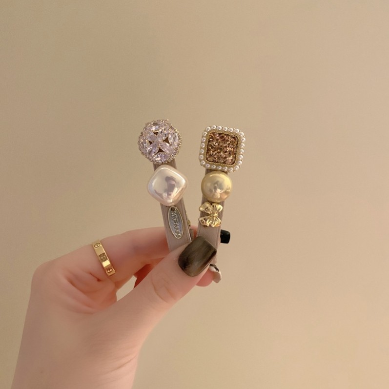 潘多拉光！小香风仿珍珠发夹！法式水钻鸭嘴夹刘海夹旅行发卡