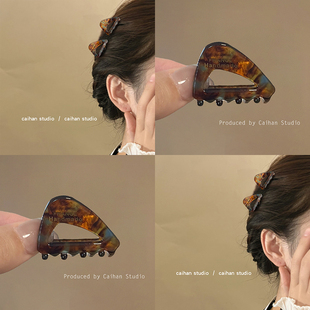 雾霾蓝琥珀~三角醋酸小抓夹高级感侧边刘海碎发夹气质秋冬盘发器