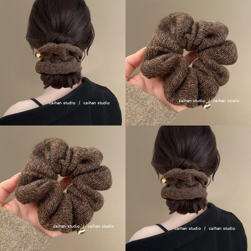 栗子深棕~简约气质针织大肠发圈
