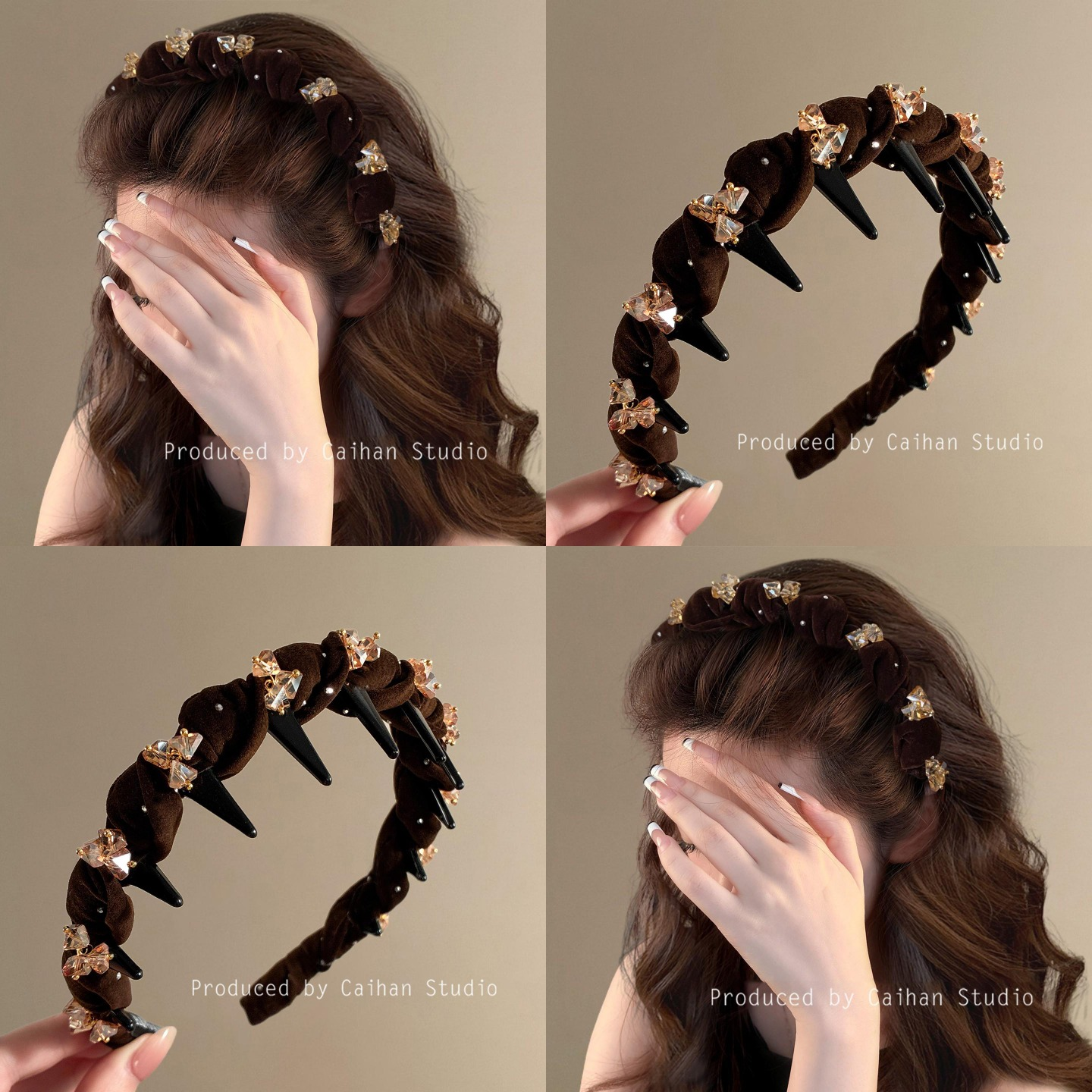 茶棕慕斯~复古丝绒仿水晶发箍高级感轻奢满天星带齿头箍旅行发卡,户外/登山/野营/旅行用品,旅行发卡,淘宝优惠券,粉丝福利购,淘宝优惠卷