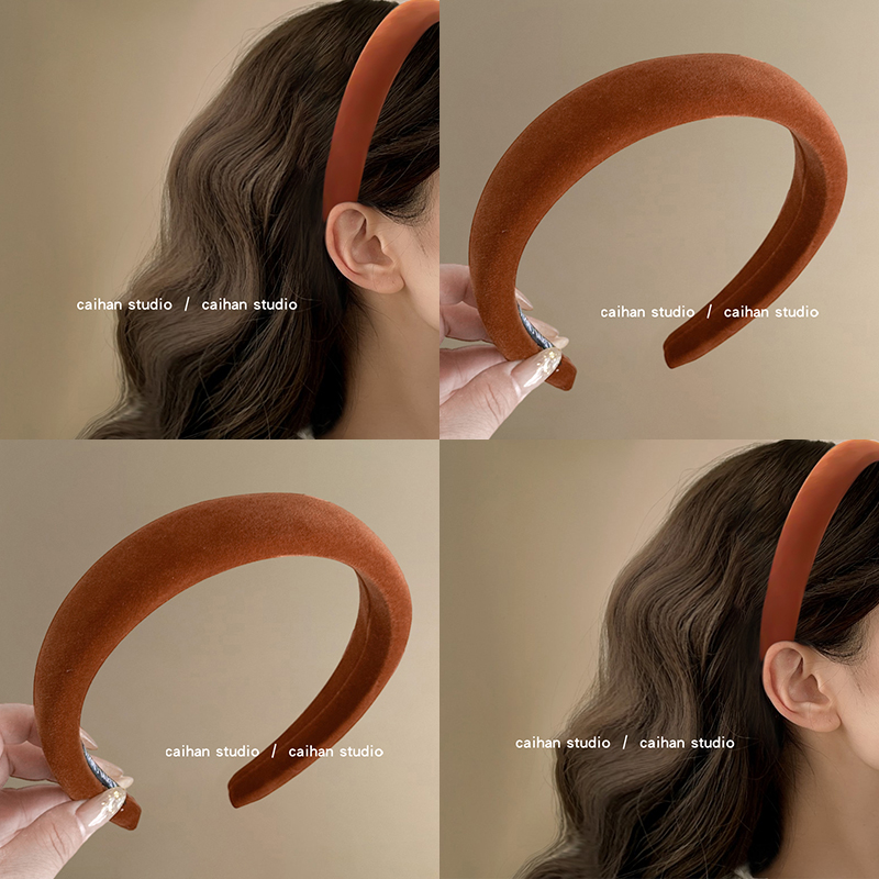 松栗奶棕~丝绒宽面发箍2024新款