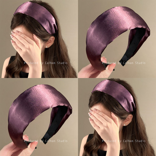 暮色紫罗兰~法式缎面宽边发箍