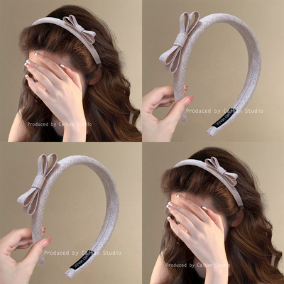 粉绒蝶诗~甜美蝴蝶结纯色发箍