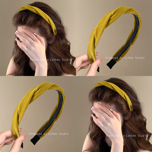 秋恋物语~气质姜黄丝绒麻花发箍女2025新款氛围洗脸头箍旅行发卡