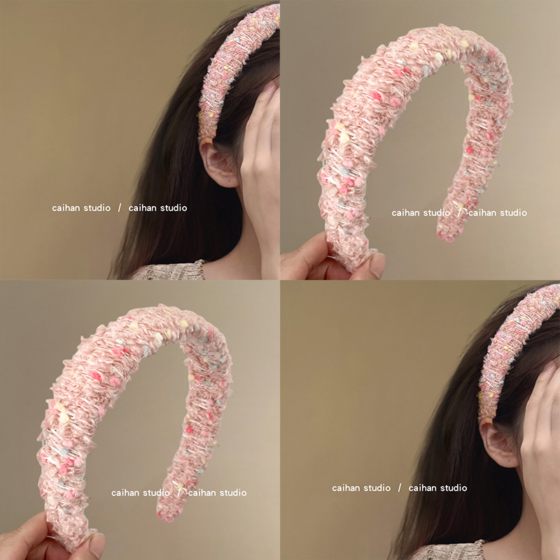 草莓棉花糖~彩色糖豆毛线头箍