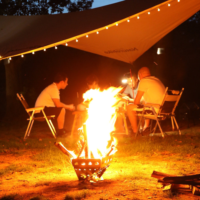 新品户外便携卡片式篝火架野外露营不锈钢木炭柴火炉子折叠炉具焚