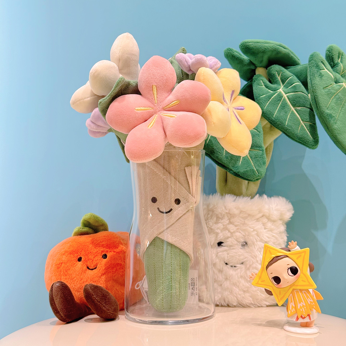 jellycat手捧花透明玻璃收纳花瓶