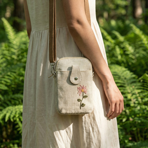 布也民族风手工花多隔层小方包