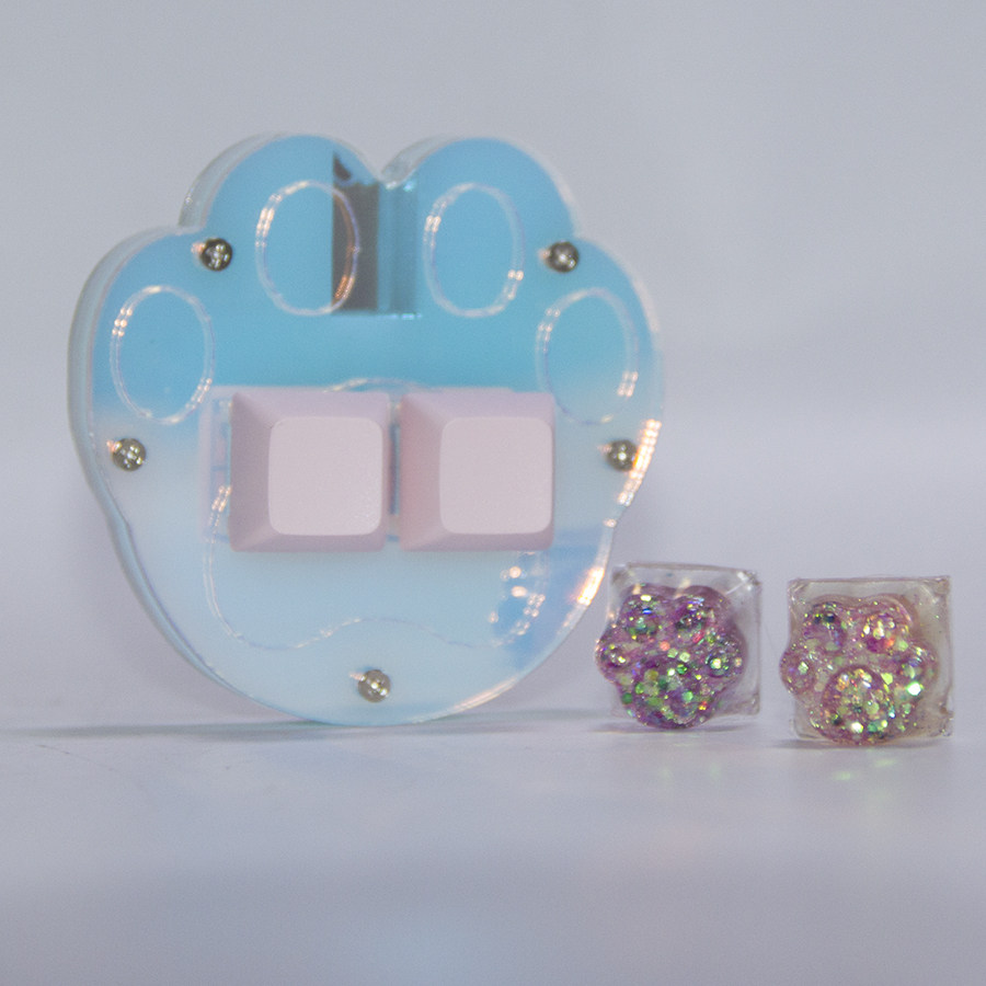 猫爪一键复制粘贴小键盘镜面幻彩色ctrl c v中英文静音办公键盘