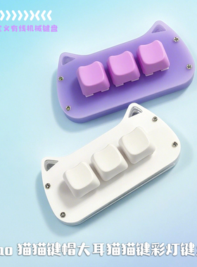 自定义机械小键盘键盘可编程迷你快捷键一键密码游戏紫色猫猫键盘