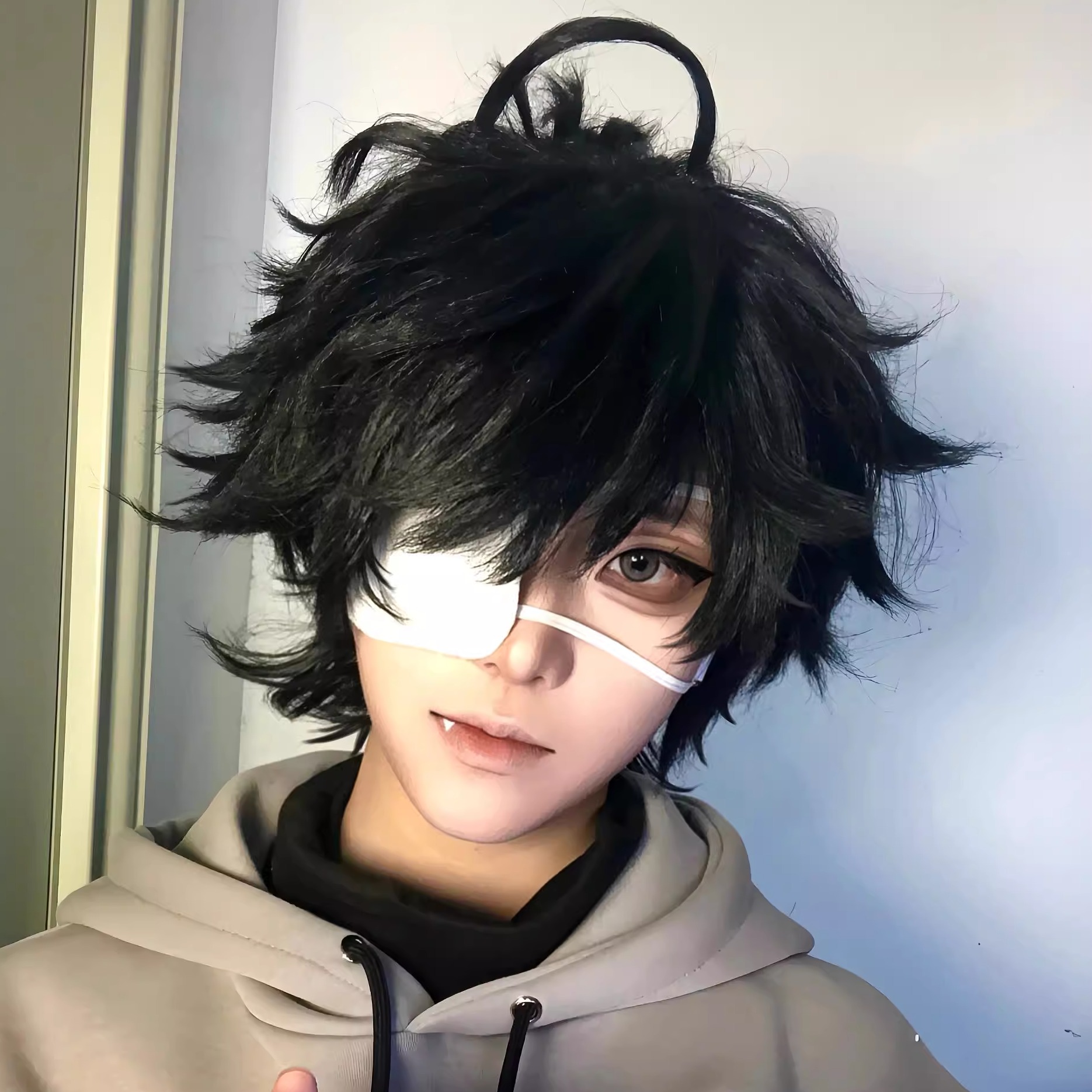 第五人格囚徒电竞cos联动假发卢卡黑色打毛顶万用毛扎发整顶头套