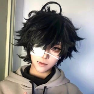 第五人格囚徒电竞cos联动假发卢卡黑色打毛顶万用毛扎发整顶头套
