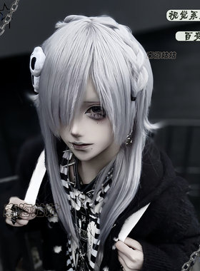 亚比风假发女长直发忧郁哥特风银灰色齐刘海y2k暗黑视觉系fyp头套