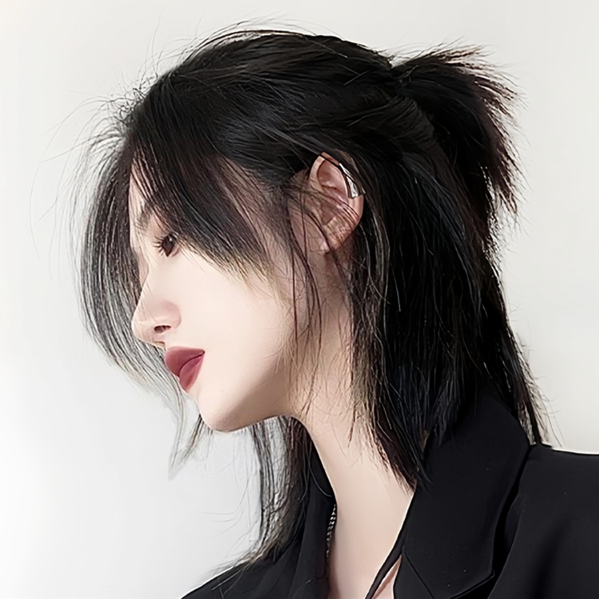 武士头假发男狼尾帅t长直发鲻鱼头网红cos中性发套自然仿真全头套