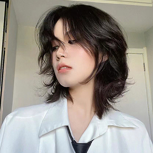 假发男网红同款鲻鱼头中性中长发日系狼尾时尚发套自然透气全头套