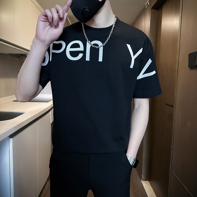 24夏季短袖T恤男潮流时尚精神小伙宽松版打底衫QNTX8146-P55,男装T恤,电商A209