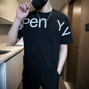 24夏季短袖T恤男 潮流时尚精神小伙宽松版打底衫QNTX8146-P55图片