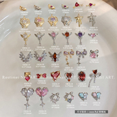 美甲饰品新款 锆石爱心蝴蝶结天使翅膀钻饰超闪指甲装 饰品网络流行