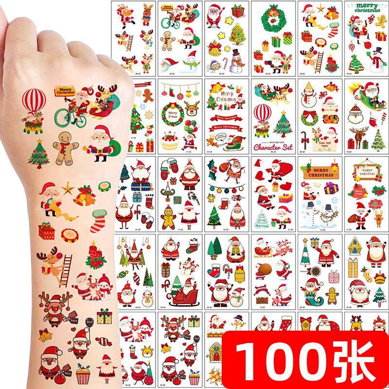 圣诞节纹身贴幼儿园脸贴装饰儿童装扮贴纸奖励礼品小学生开学礼物