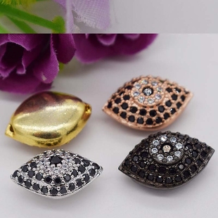 DIY首饰配件铜镀24K金微镶锆石 情侣款 手绳 眼睛之神 千里眼