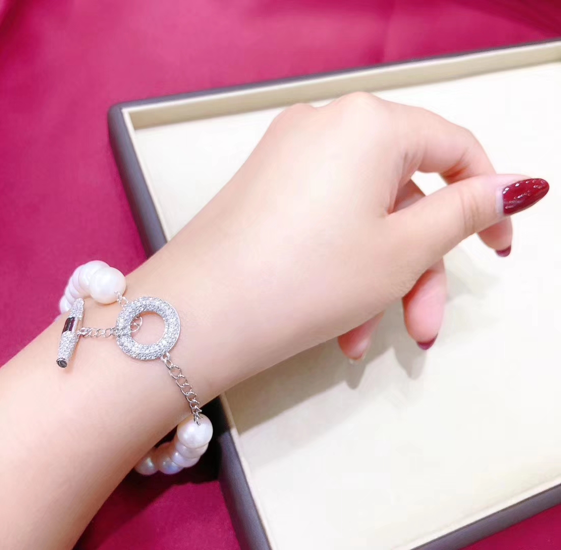 DIY首饰配件24k金镶锆石ot扣珍珠