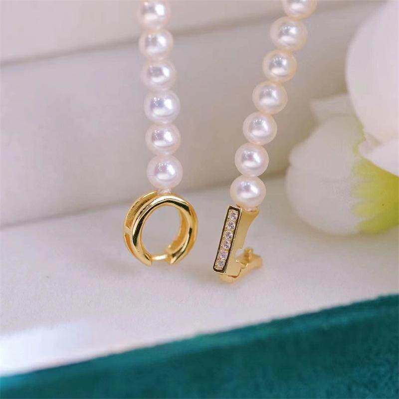 18K包金镶钻圆形珠串项链万能扣 diy穿珍珠手链收尾连接单排扣头